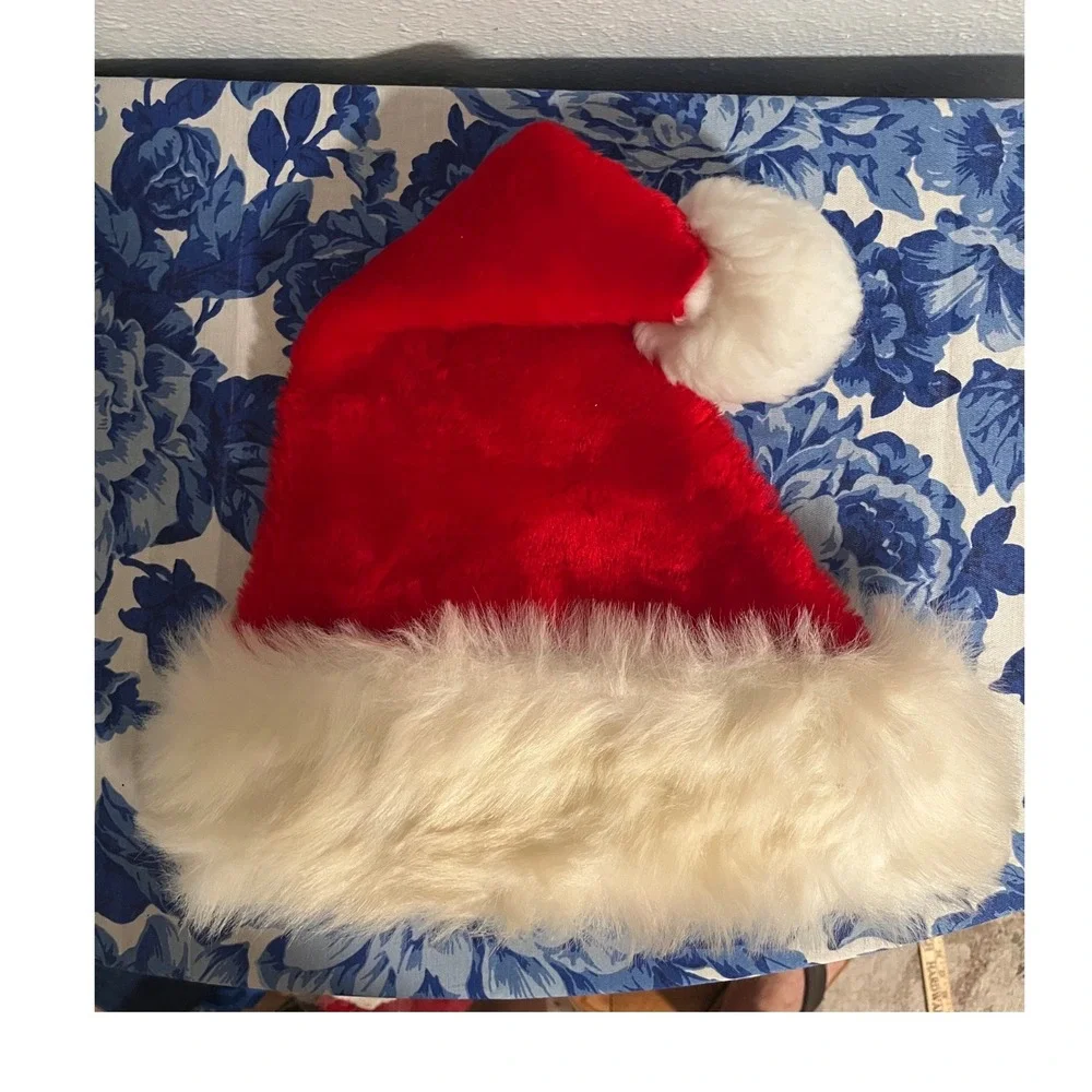 Vintage Red Santa Hat with Shaggy White Trim Holiday Christmas Accessory